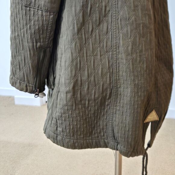 Anthropologie HEI HEI Jacket Size 6 Sherpa Lined Faux Fur hood Green anorak READ - Picture 8 of 16